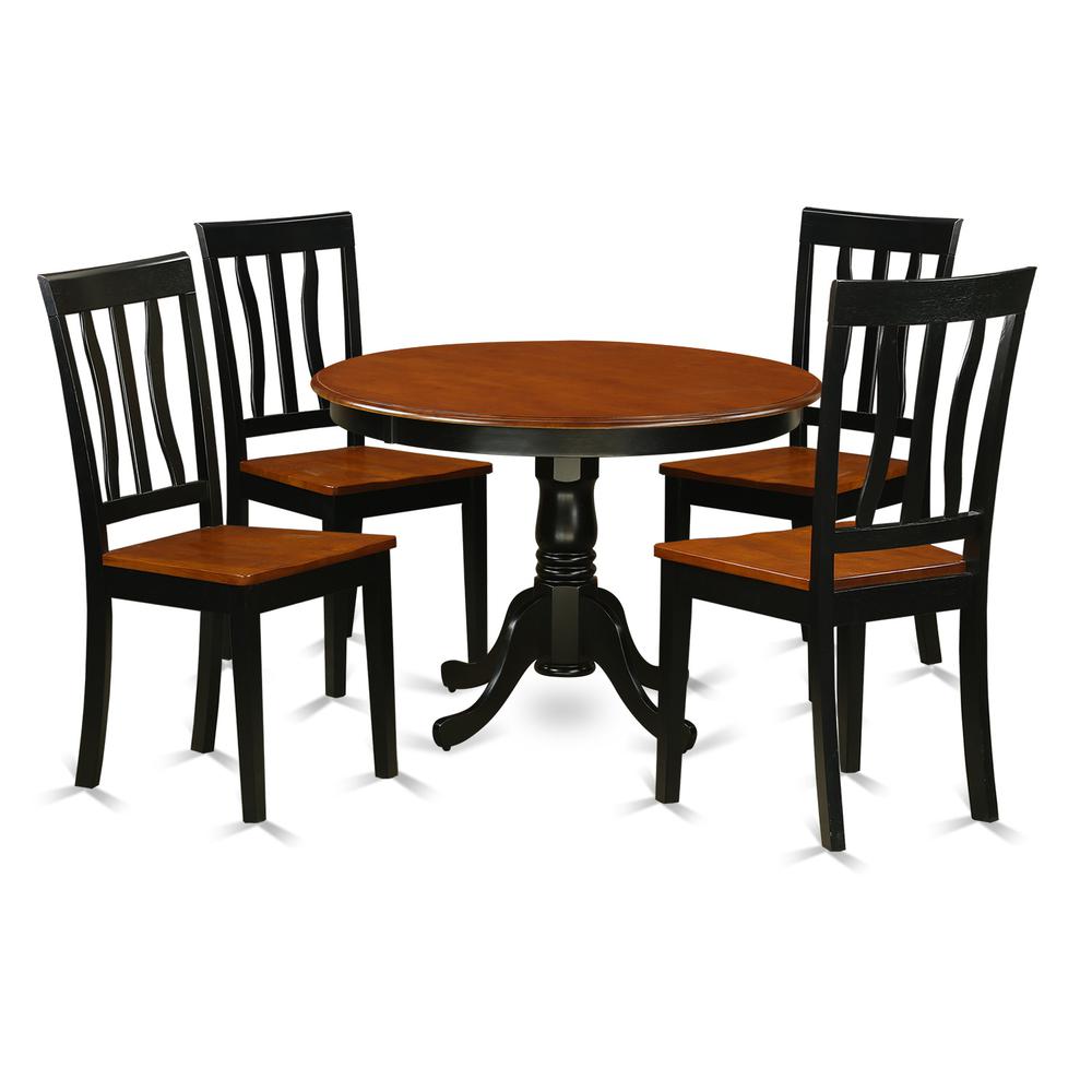 5  Pc  set  with  a  Round  Dinette  Table  and  4  Wood  Dinette  Chairs  in  Black  and  Cherry. Picture 2