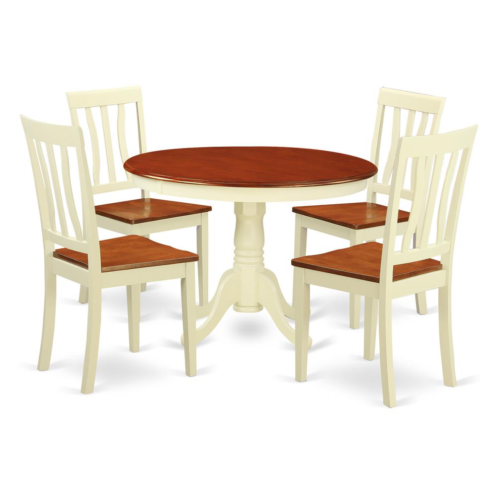 5  Pc  set  with  a  Round  Small  Table  and  4  Wood  Dinette  Chairs  in  Buttermilk  and  Cherry  .. Picture 2