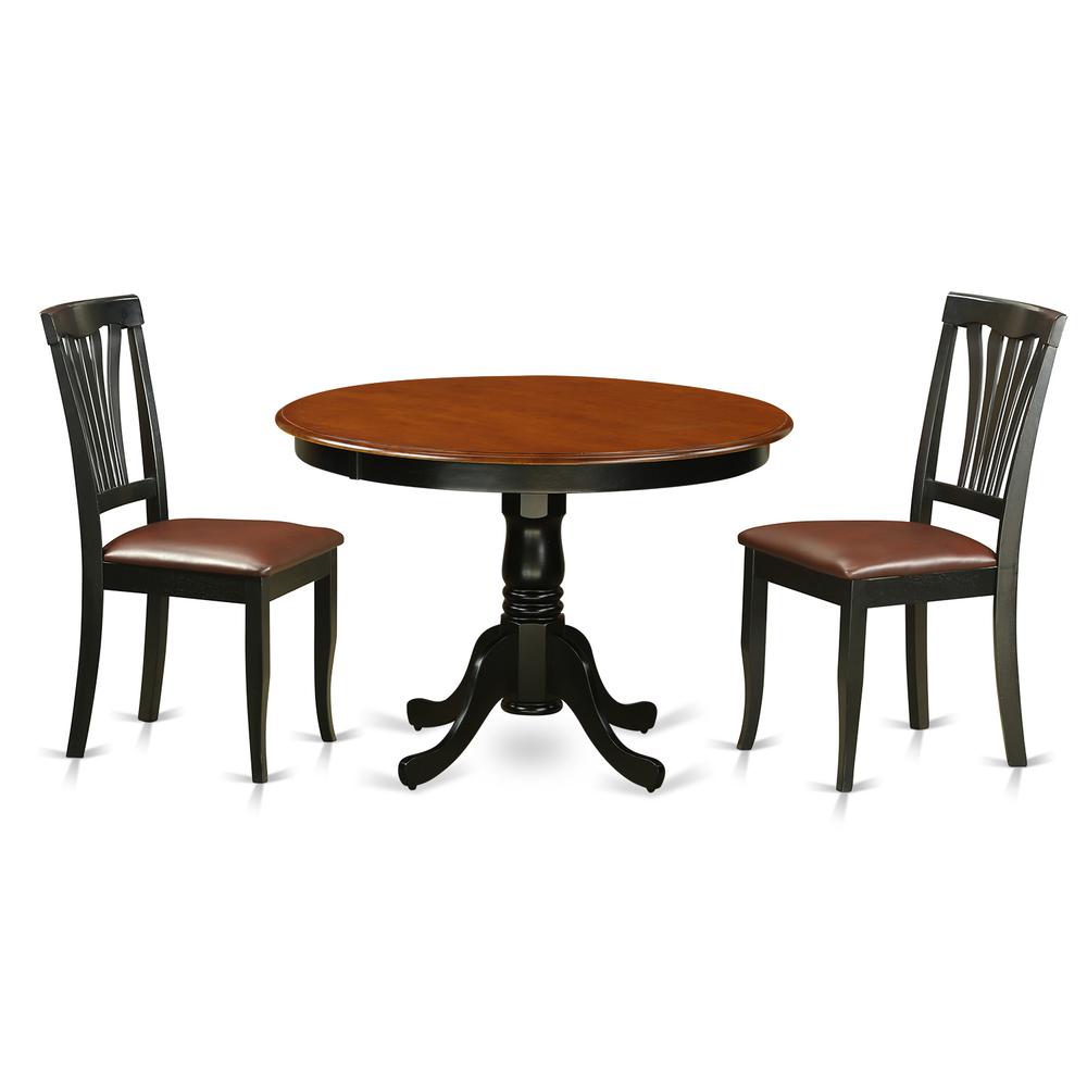 3  Pc  set  with  a  Round  Small  Table  and  2  Leather  Dinette  Chairs  in  Black. Picture 2