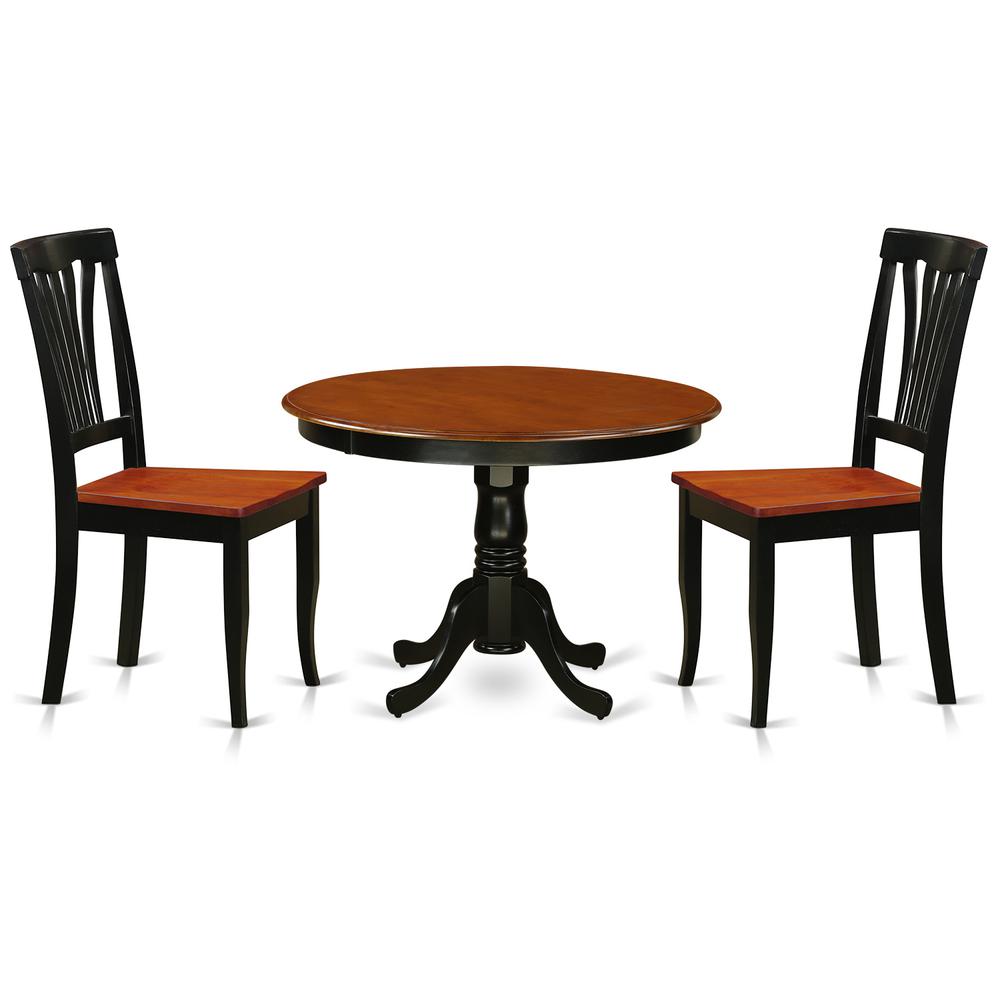 3  Pc  set  with  a  Round  Table  and  2  Wood  Dinette  Chairs  in  Black  and  Cherry. Picture 2