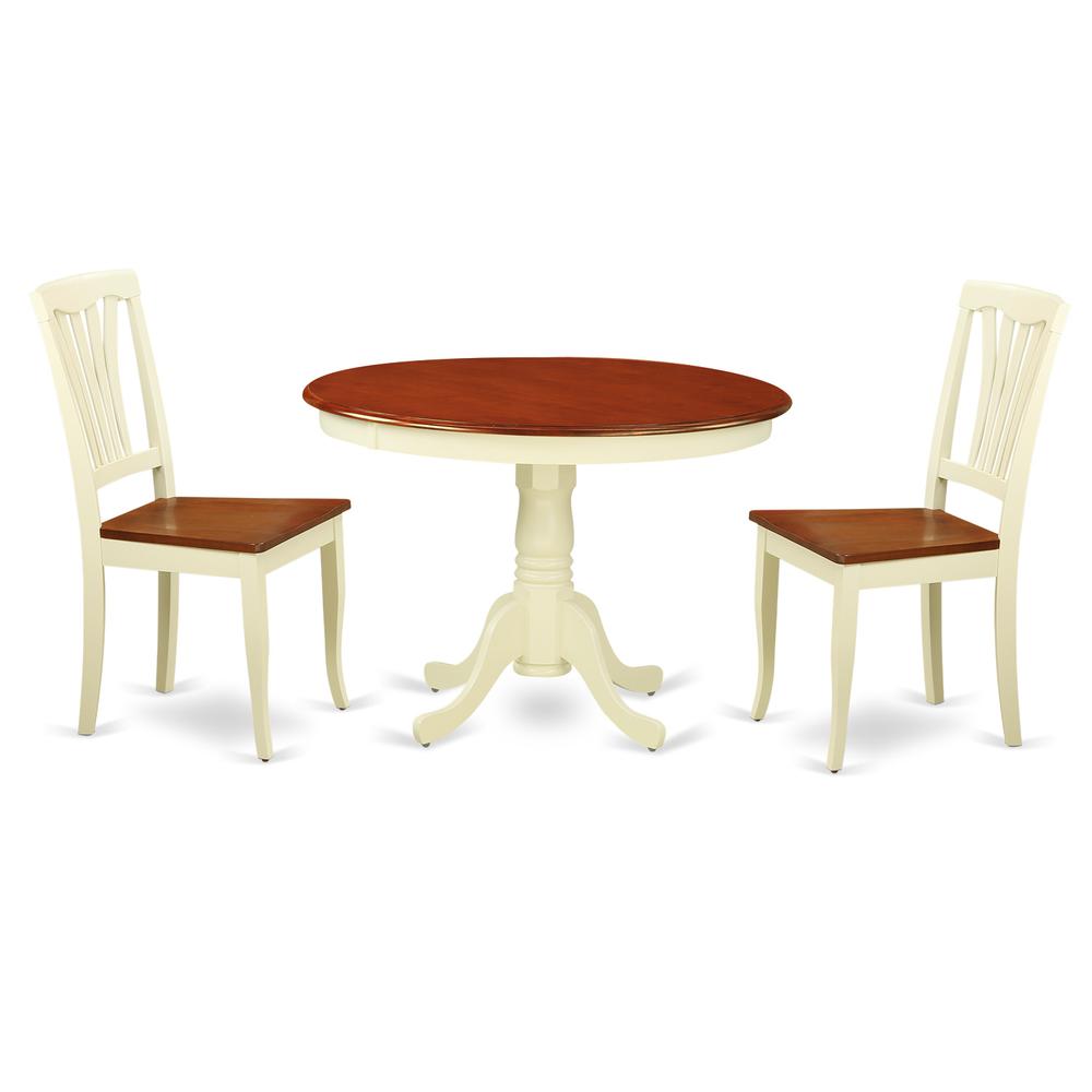 3  Pc  set  with  a  Round  Small  Table  and  2  Wood  Dinette  Chairs  in  Buttermilk  and  Cherry  .. Picture 2