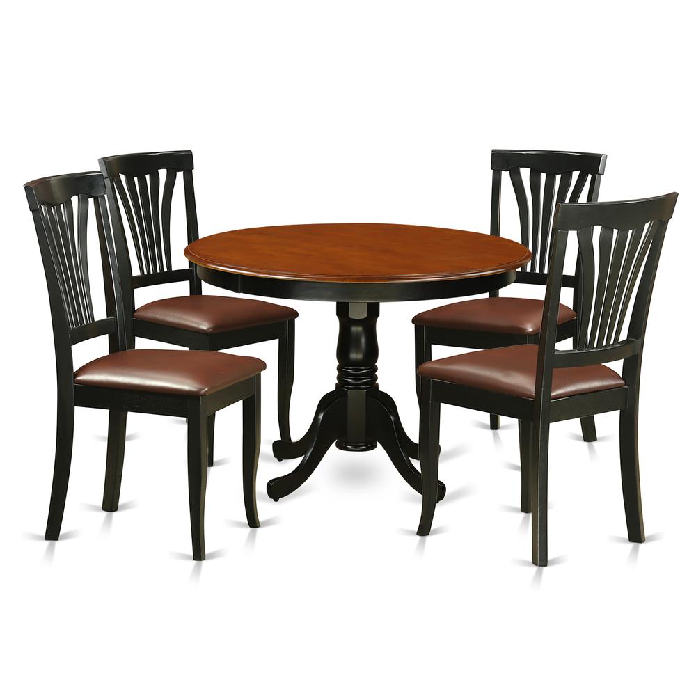5  Pc  set  with  a  Round  Dinette  Table  and  4  Leather  Kitchen  Chairs  in  Black. Picture 2