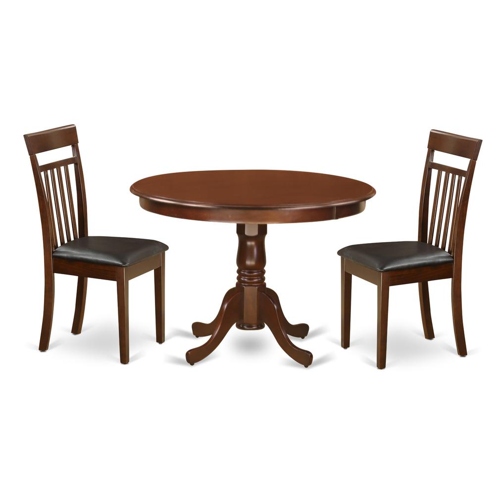 3  Pc  set  with  a  Round  Kitchen  Table  and  2  Leather  Kitchen  Chairs  in  Mahogany. Picture 2