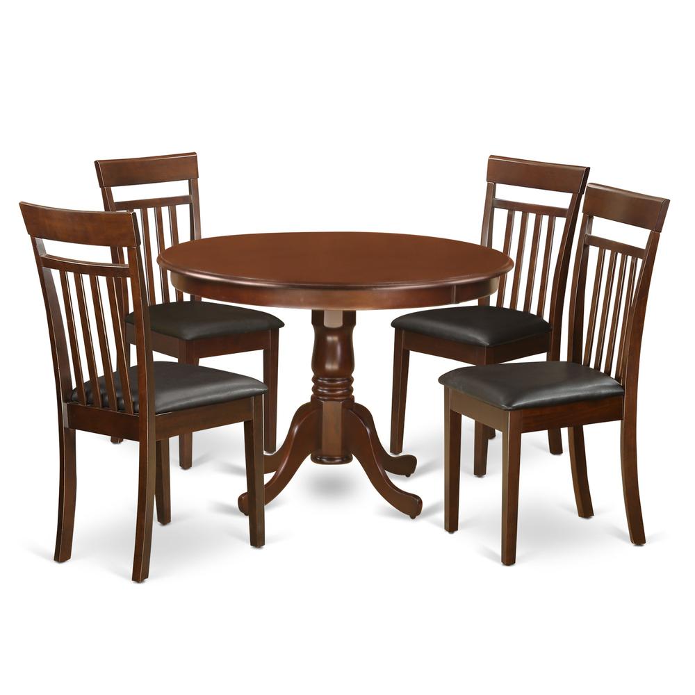 5  Pc  set  with  a  Round  Table  and  4  Leather  Dinette  Chairs  in  Mahogany. Picture 2