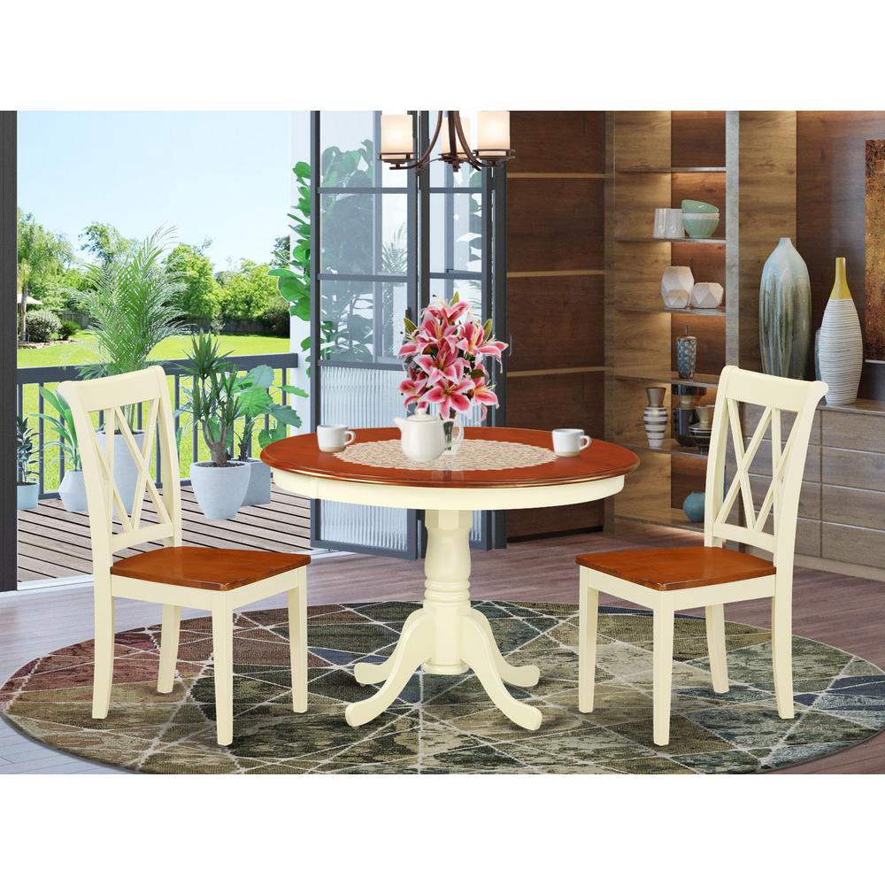 Dining Room Set Buttermilk & Cherry, HLCL3-BMK-W. Picture 2