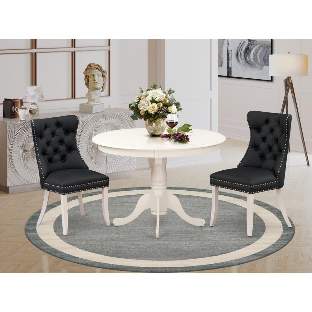 3 Piece Dining Table Set Consists of a Round Kitchen Table with Pedestal. Picture 7
