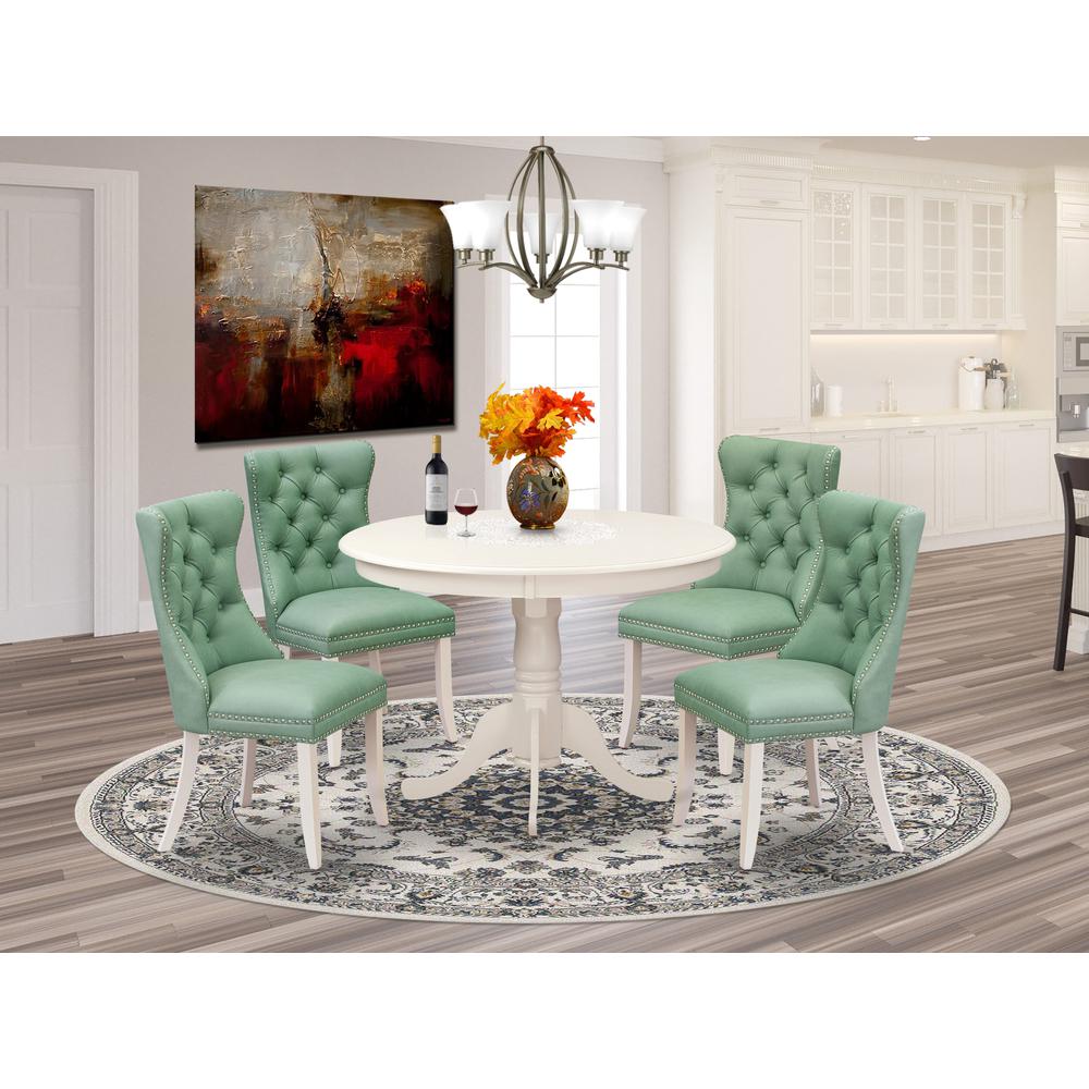 5 Piece Dining Table Set Contains a Round Kitchen Table with Pedestal. Picture 7