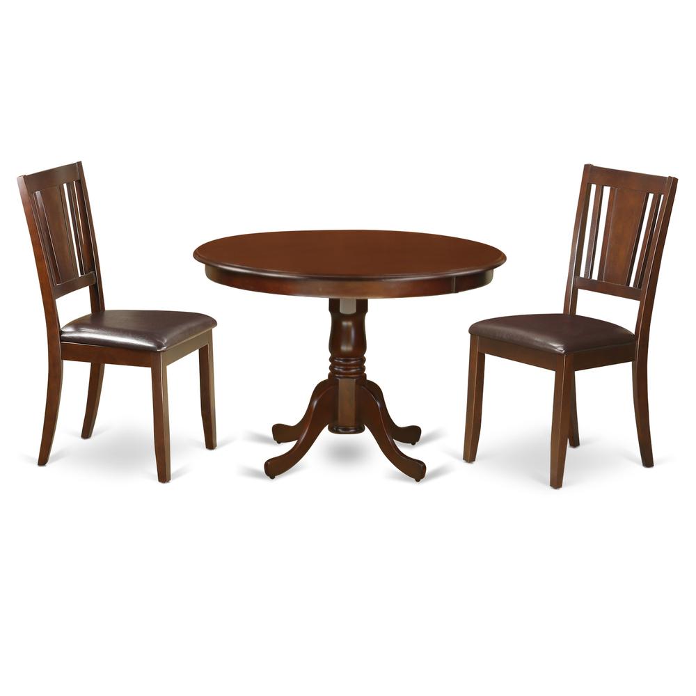 3  Pc  set  with  a  Round  Kitchen  Table  and  2  Leather  Dinette  Chairs  in  Mahogany. Picture 2