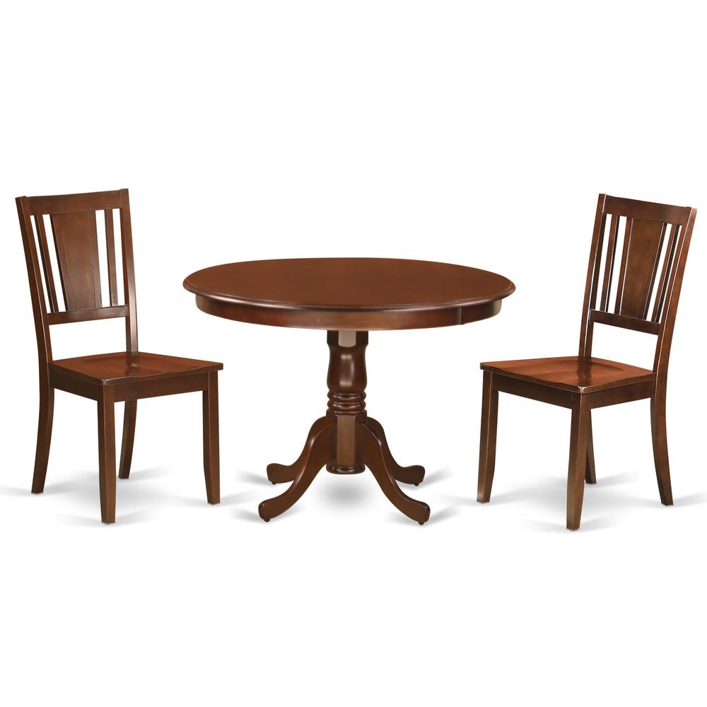 3  Pc  set  with  a  Round  Small  Table  and  2  Wood  Dinette  Chairs  in  Mahogany. Picture 2