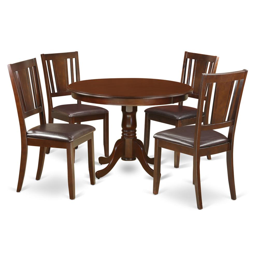 5  Pc  set  with  a  Round  Dinette  Table  and  4  Leather  Kitchen  Chairs  in  Mahogany. Picture 2