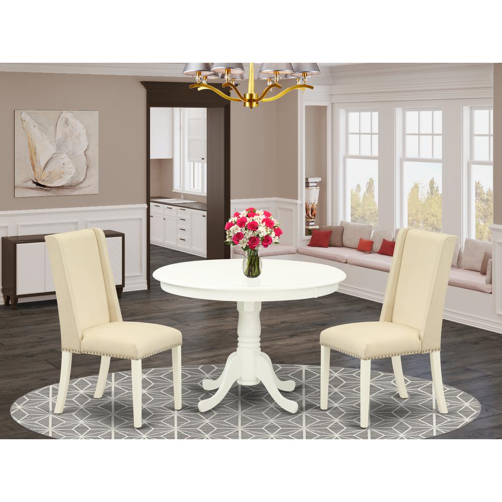 Dining Room Set Linen White, HLFL3-LWH-01. Picture 2