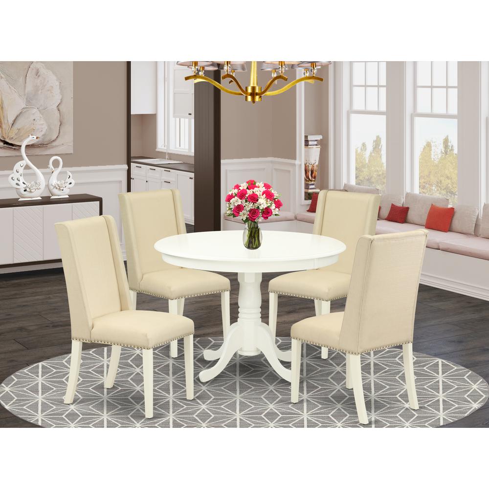 Dining Room Set Linen White, HLFL5-LWH-01. Picture 2