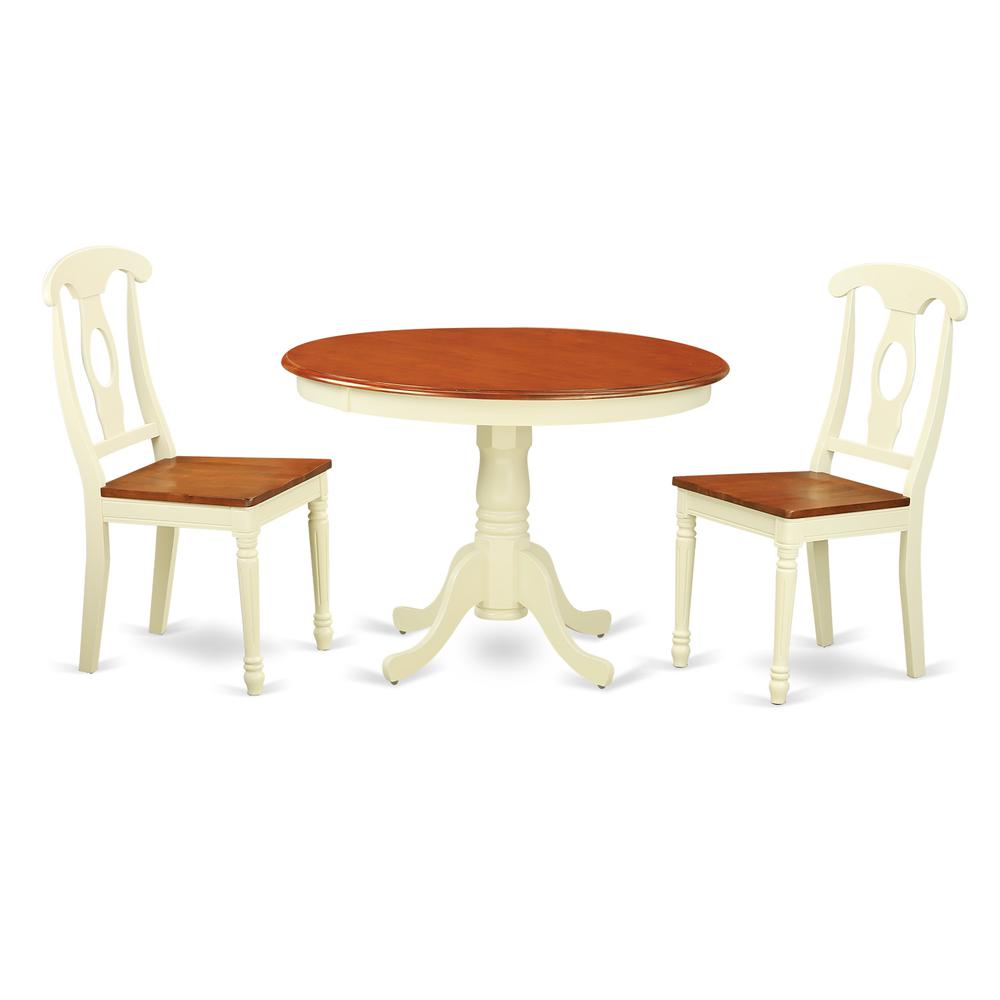 3  Pc  set  with  a  Round  Kitchen  Table  and  2  Wood  Dinette  Chairs  in  Buttermilk  and  Cherry  .. Picture 2