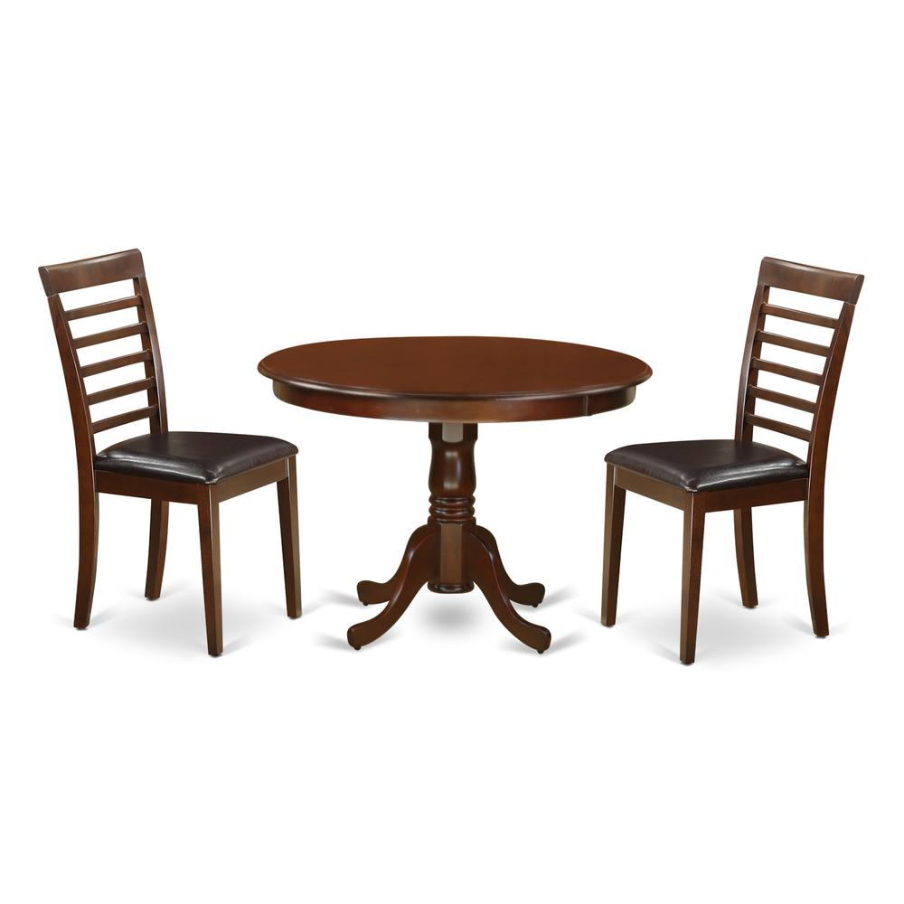 3  Pc  set  with  a  Round  Dinette  Table  and  2  Leather  Dinette  Chairs  in  Mahogany. Picture 2