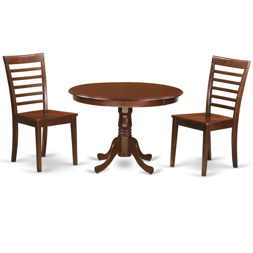 3  Pc  set  with  a  Round  Table  and  2  Wood  Dinette  Chairs  in  Mahogany. Picture 2