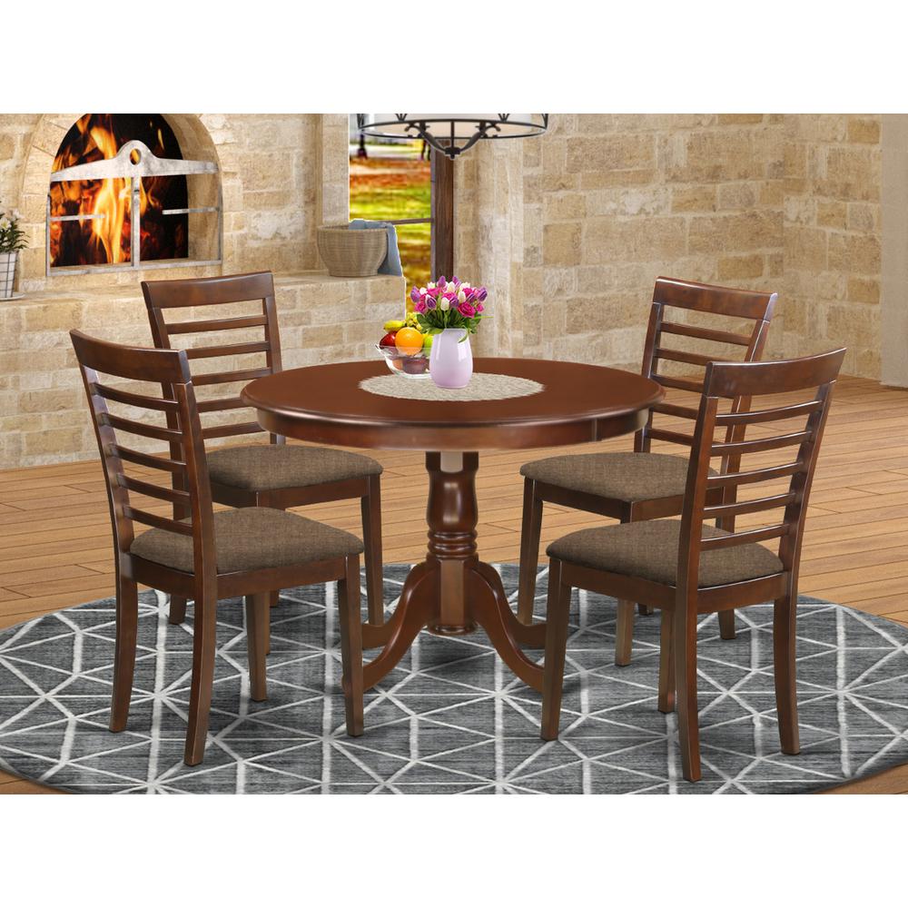 HLML5-MAH-C 5 Pc set with a Kitchen Table and 4 Kitchen Chairs in Mahogany. Picture 2
