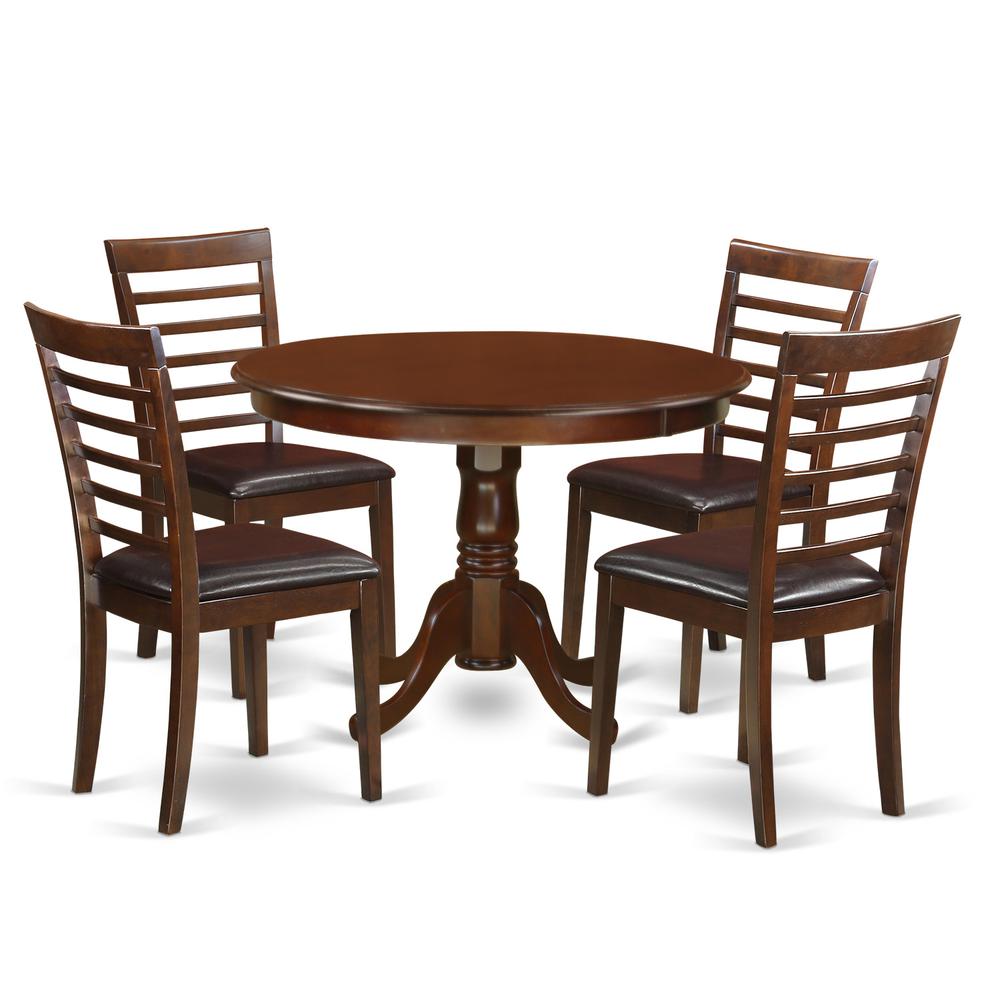 5  Pc  set  with  a  Round  Kitchen  Table  and  4  Leather  Kitchen  Chairs  in  Mahogany. Picture 2
