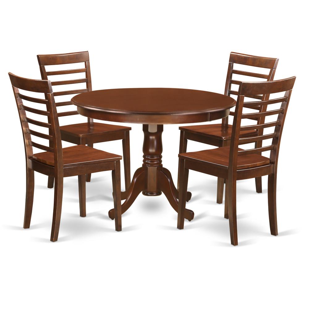 5  Pc  set  with  a  Round  Dinette  Table  and  4  Leather  Kitchen  Chairs  in  Mahogany. Picture 2