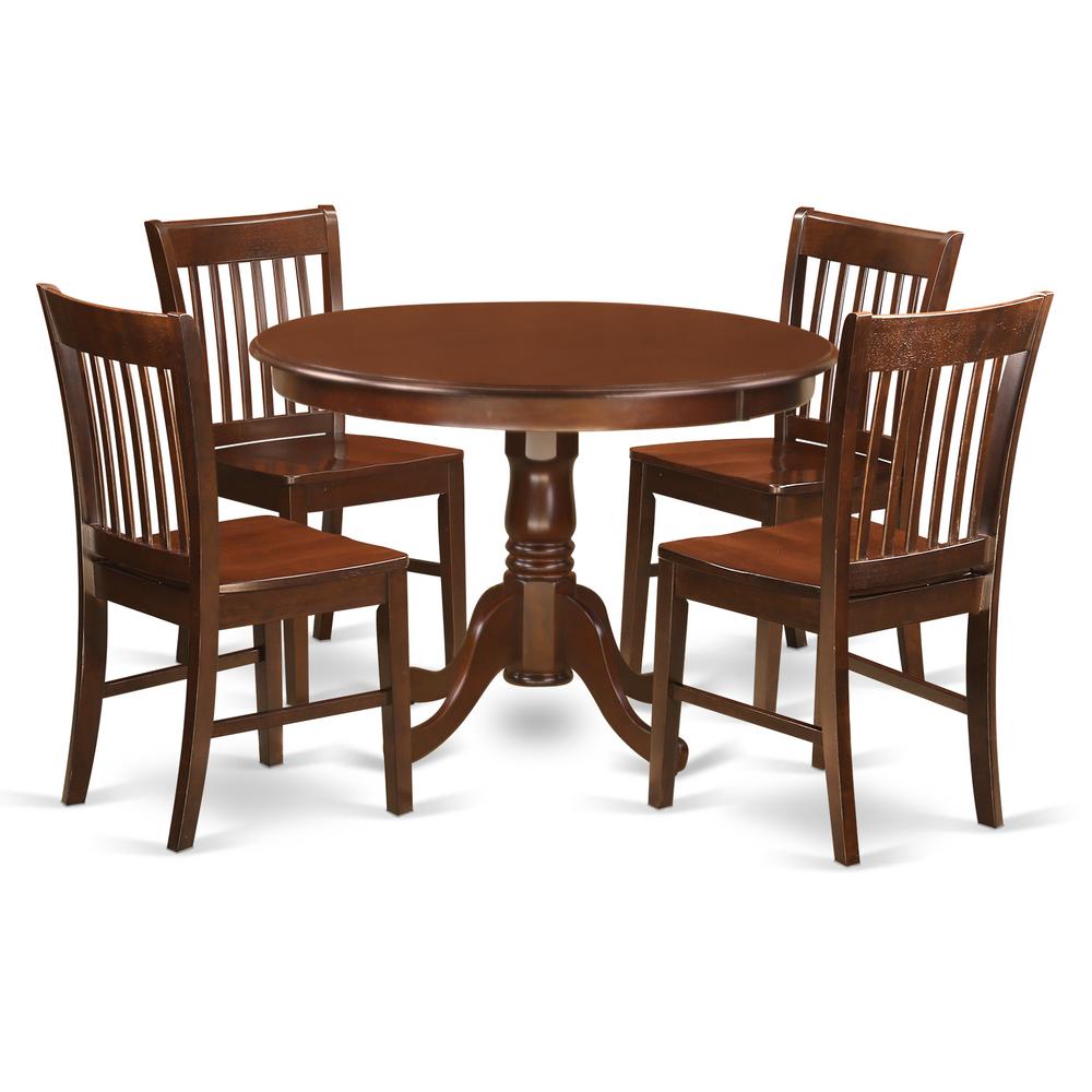 5  Pc  set  with  a  Round  Small  Table  and  4  Wood  Dinette  Chairs  in  Mahogany. Picture 2