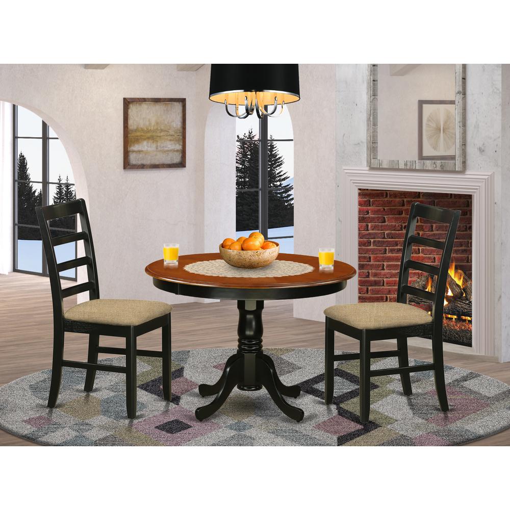 HLPF3-BCH-C 3 Pc set with a Dining Table and 2 Dinette Chairs in Black and Cherry. Picture 2