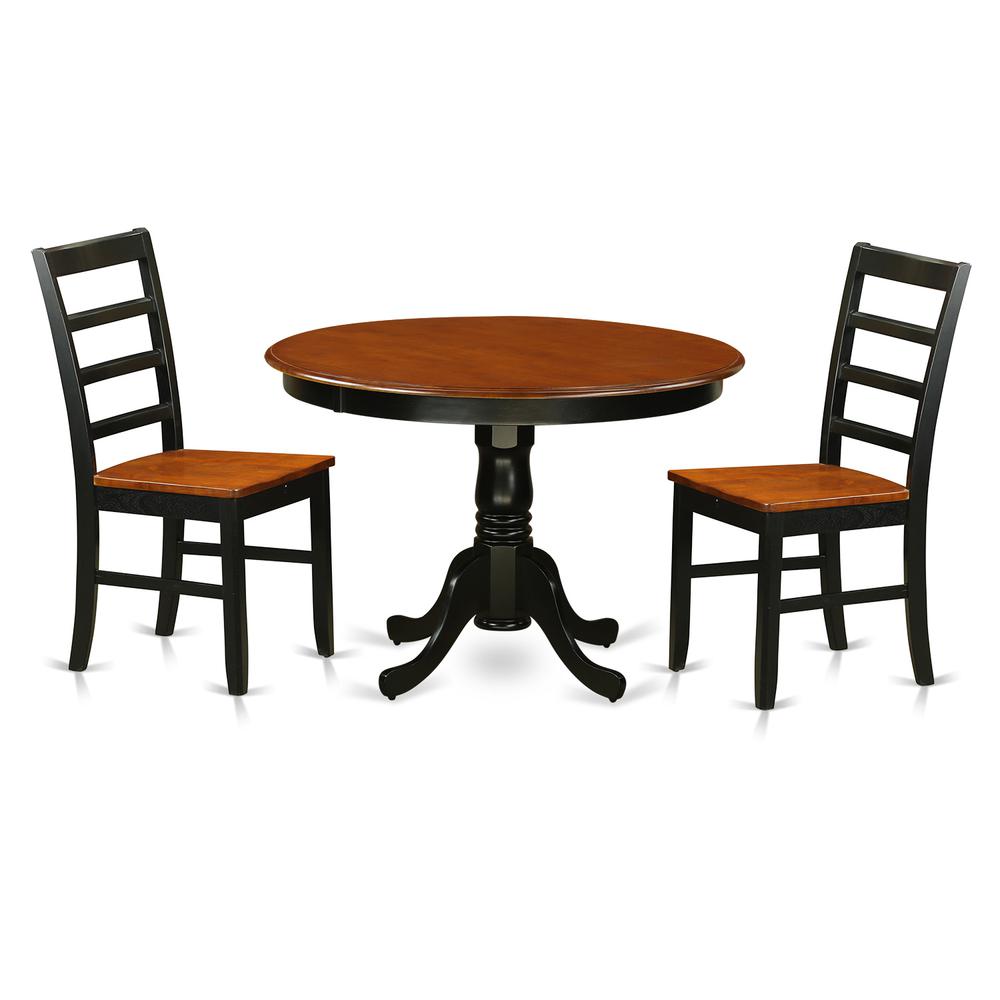 3  Pc  set  with  a  Round  Small  Table  and  2  Leather  Dinette  Chairs  in  Black  and  Cherry. Picture 2