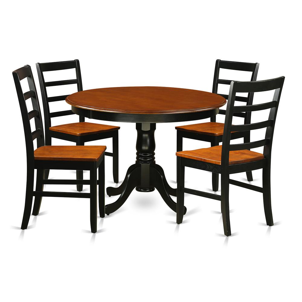 5  Pc  set  with  a  Round  Dinette  Table  and  4  Leather  Kitchen  Chairs  in  Black  and  Cherry. Picture 2