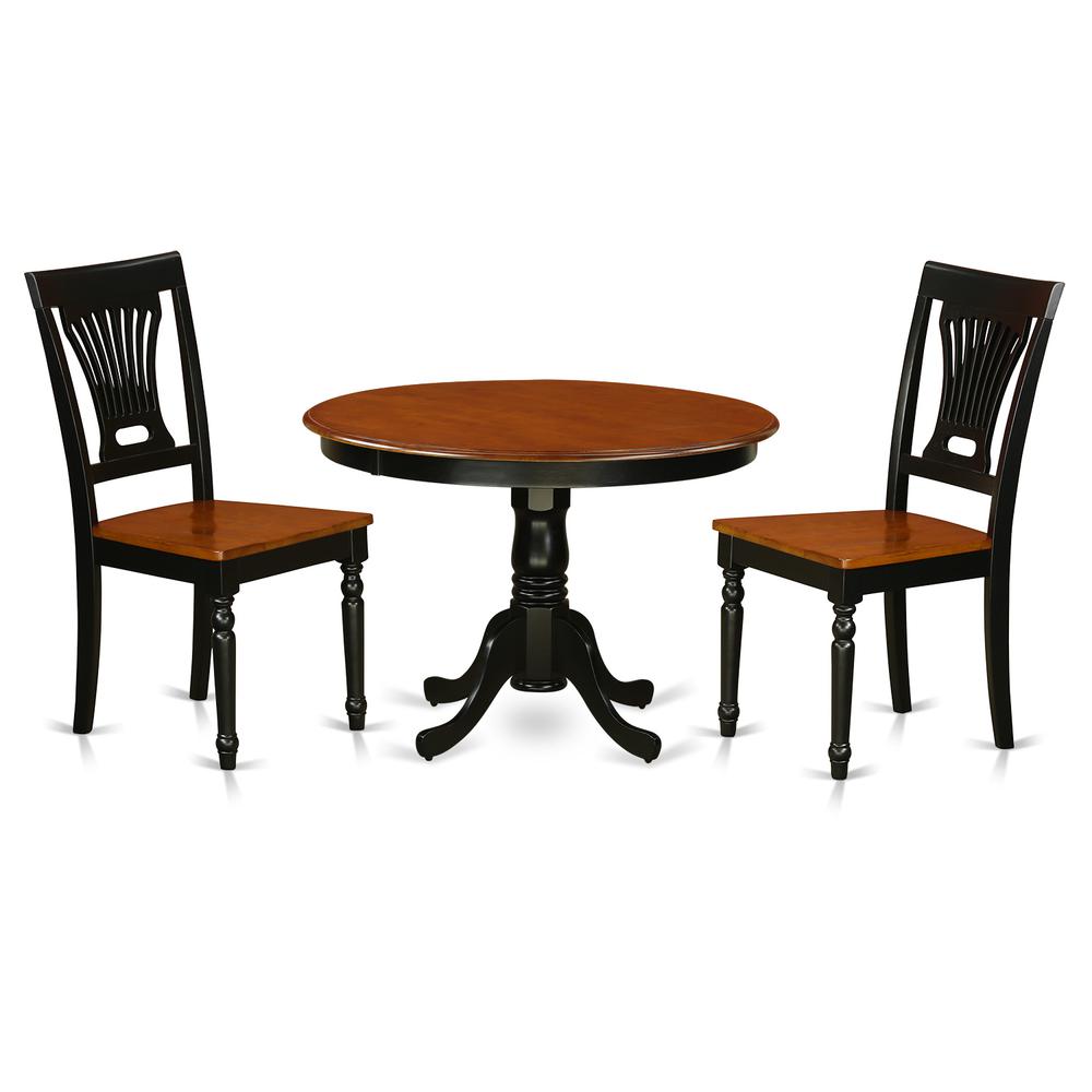 3  Pc  set  with  a  Round  Dinette  Table  and  2  Wood  Kitchen  Chairs  in  Black  and  Cherry  .. Picture 2