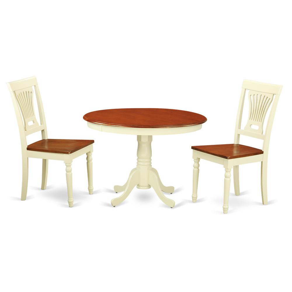 3  Pc  set  with  a  Round  Dinette  Table  and  2  Wood  Dinette  Chairs  in  Buttermilk  and  Cherry  .. Picture 2