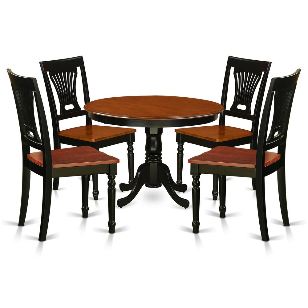 5  Pc  set  with  a  Round  Small  Table  and  4  Wood  Dinette  Chairs  in  Black  and  Cherry  .. Picture 2