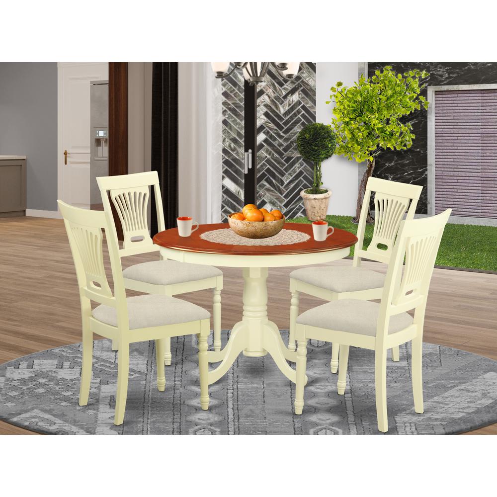 HLPL5-BMK-C 5 Pc set with a Dining Table and 4 Dinette Chairs in Buttermilk and Cherry .. Picture 2