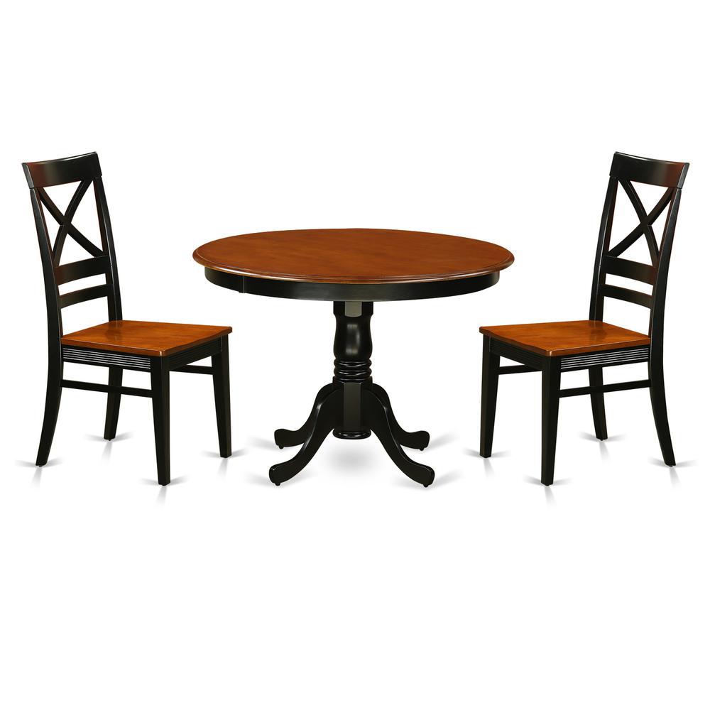 3  Pc  set  with  a  Round  Dinette  Table  and  2  Leather  Kitchen  Chairs  in  Black  and  Cherry. Picture 2