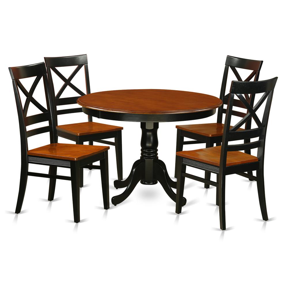 5  Pc  set  with  a  Round  Dinette  Table  and  4  Leather  Dinette  Chairs  in  Black  and  Cherry. Picture 2