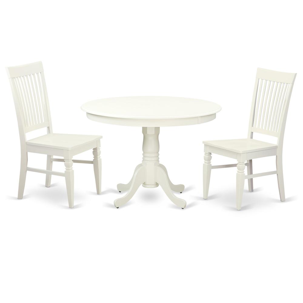 3  Pc  set  with  a  Round  Dinette  Table  and  2  Leather  Kitchen  Chairs  in  Linen  White. Picture 2