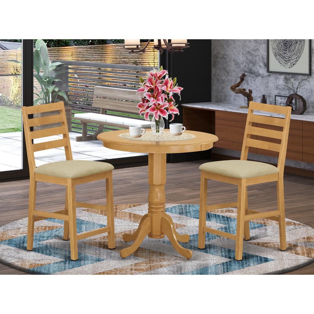 JACF3-OAK-C 3 Pc counter height Dining room set-pub Table and 2 counter height Chairs. Picture 2