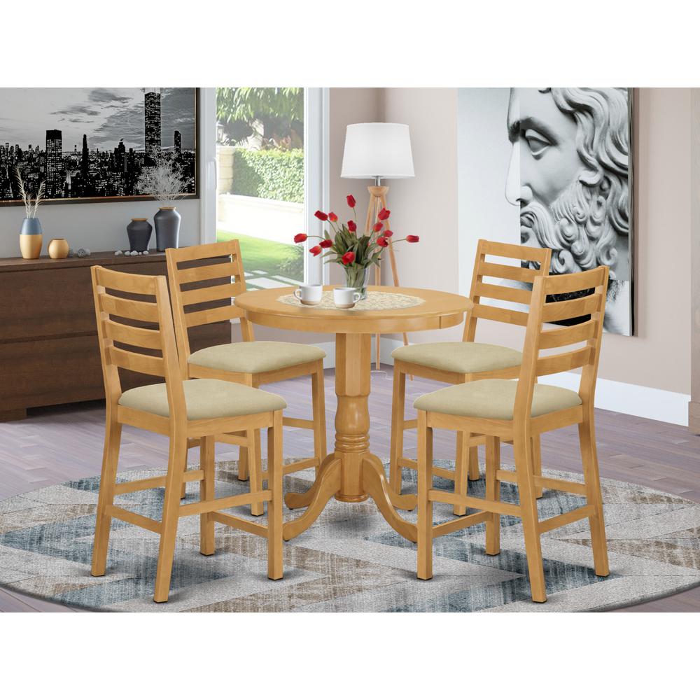 JACF5-OAK-C 5 Pc counter height Dining room set - high Table and 4 counter height Chairs.. Picture 2