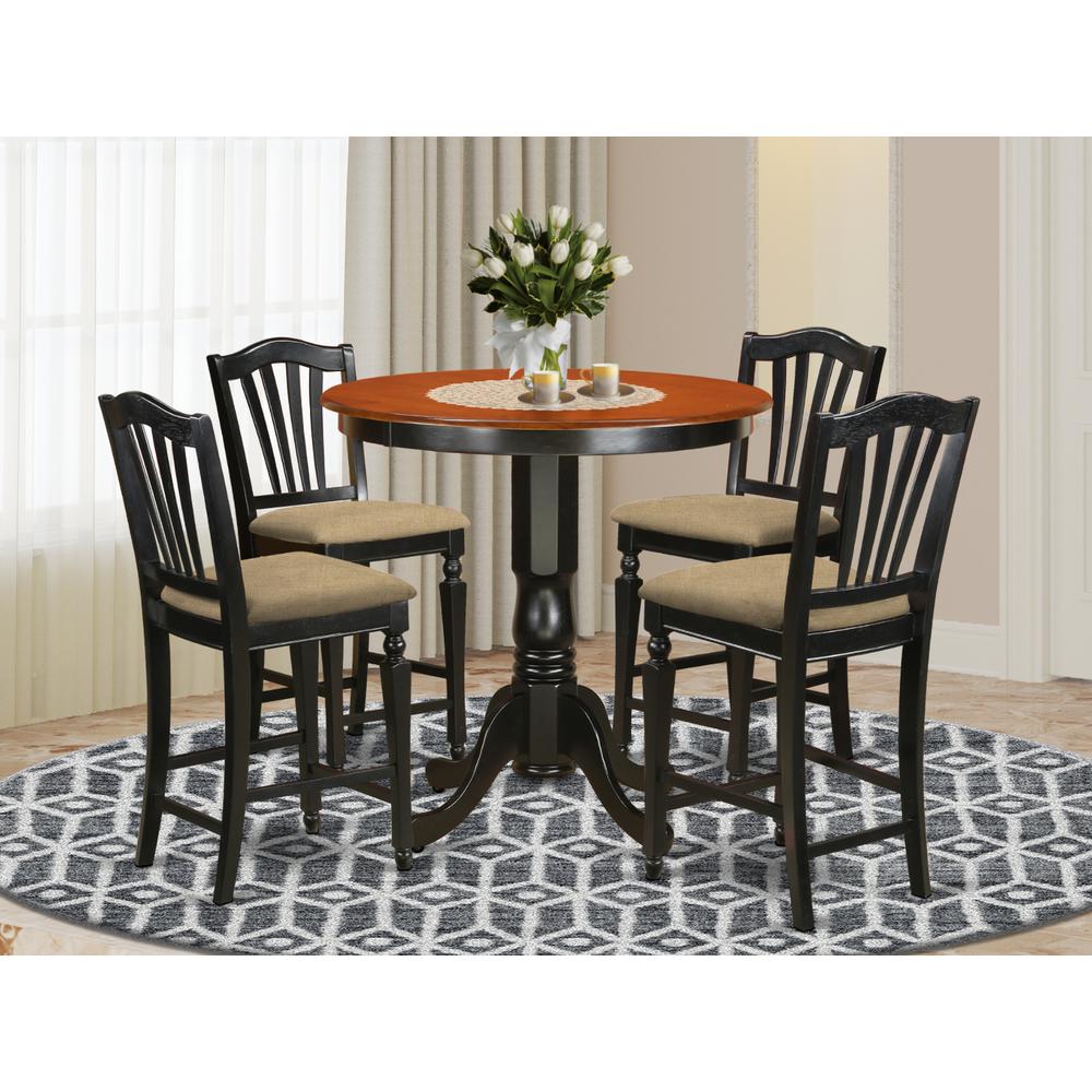 JACH5-BLK-C 5 Pc Dining counter height set - Kitchen dinette Table and 4 high Dining Chairs.. Picture 2