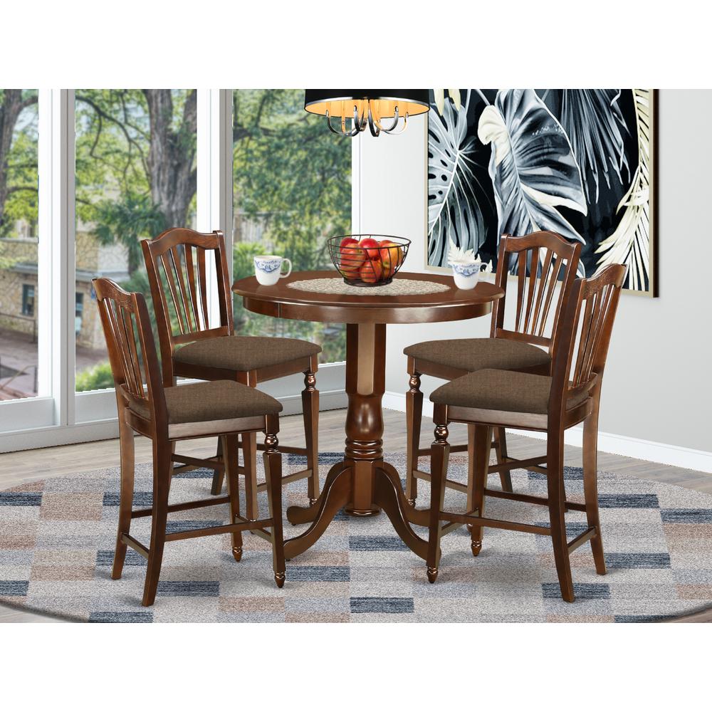 JACH5-MAH-C 5 Pc counter height Dining room set - high Table and 4 Kitchen Chairs.. Picture 2