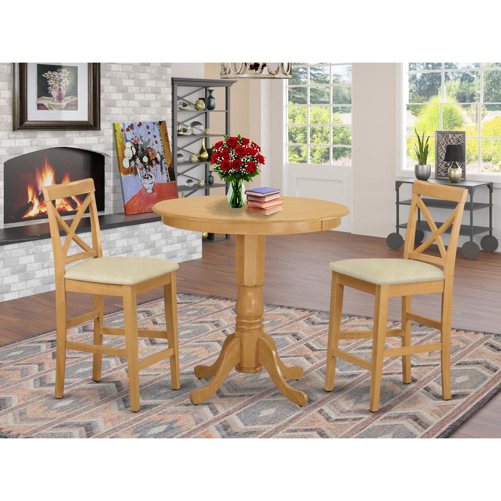JAPB3-OAK-C 3 Pc counter height set-pub Table and 2 Dining Chairs.. Picture 2
