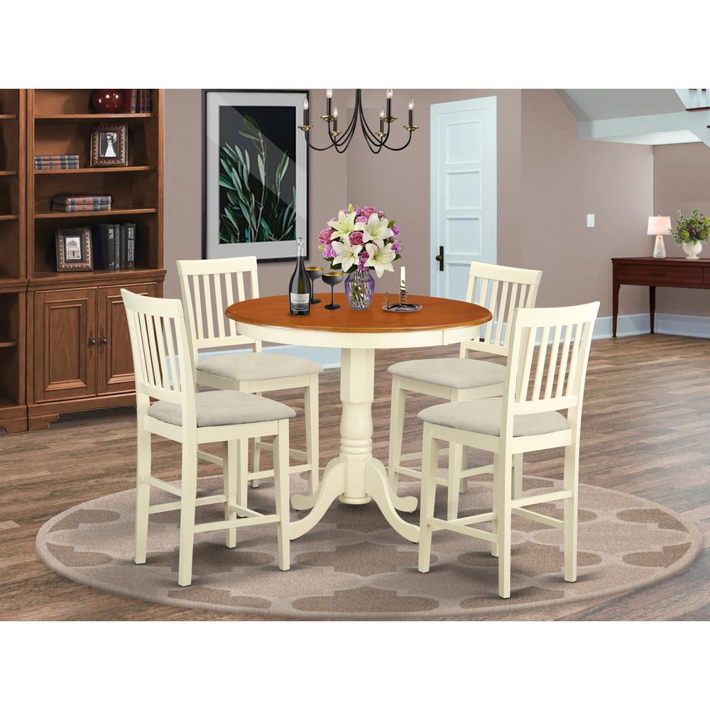 JAVN5-WHI-C 5 Pc counter height Dining room set - Dinette Table and 4 bar stools.. Picture 2