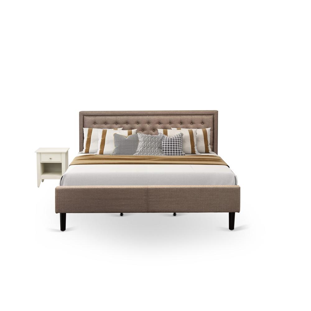 KD16K-1GA0C 2 Pc King Size Bed Set - King Size Bed Dark Khaki Headboard with 1 Night Stand - Black Finish Legs. Picture 2