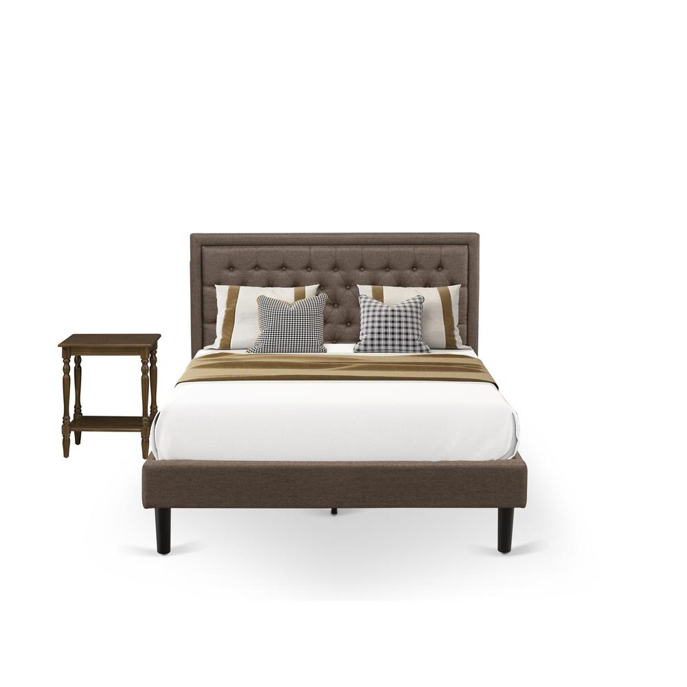 KD18Q-1BF08 2 Piece Bedroom Set - Queen Size Bed Brown Headboard with 1 Wooden Nightstand - Black Finish Legs. Picture 2