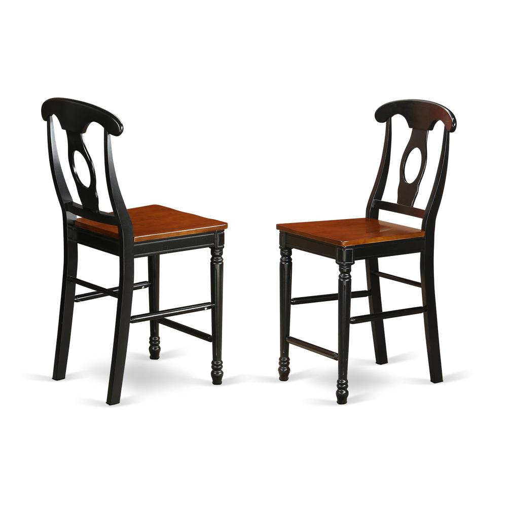 Kenley  Counter  Height  Stools  With  Wood  Seat  In  Black  and  Cherry  Finish,  Set  of  2. Picture 2