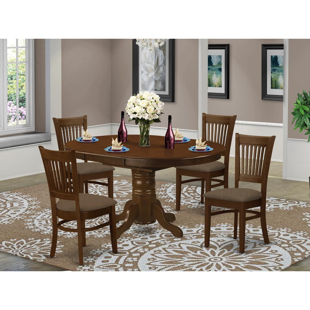 KEVA5-ESP-C 5 Pc set Kenley Kitchen Table with a Leaf and 4 Fabric Seat Chairs. Picture 2