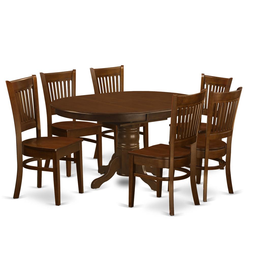7  Pc  set  Kenley  Dinette  Table  with  a  Leaf  and  6  hard  wood  Seat  Chairs  in  Espresso  .. Picture 2