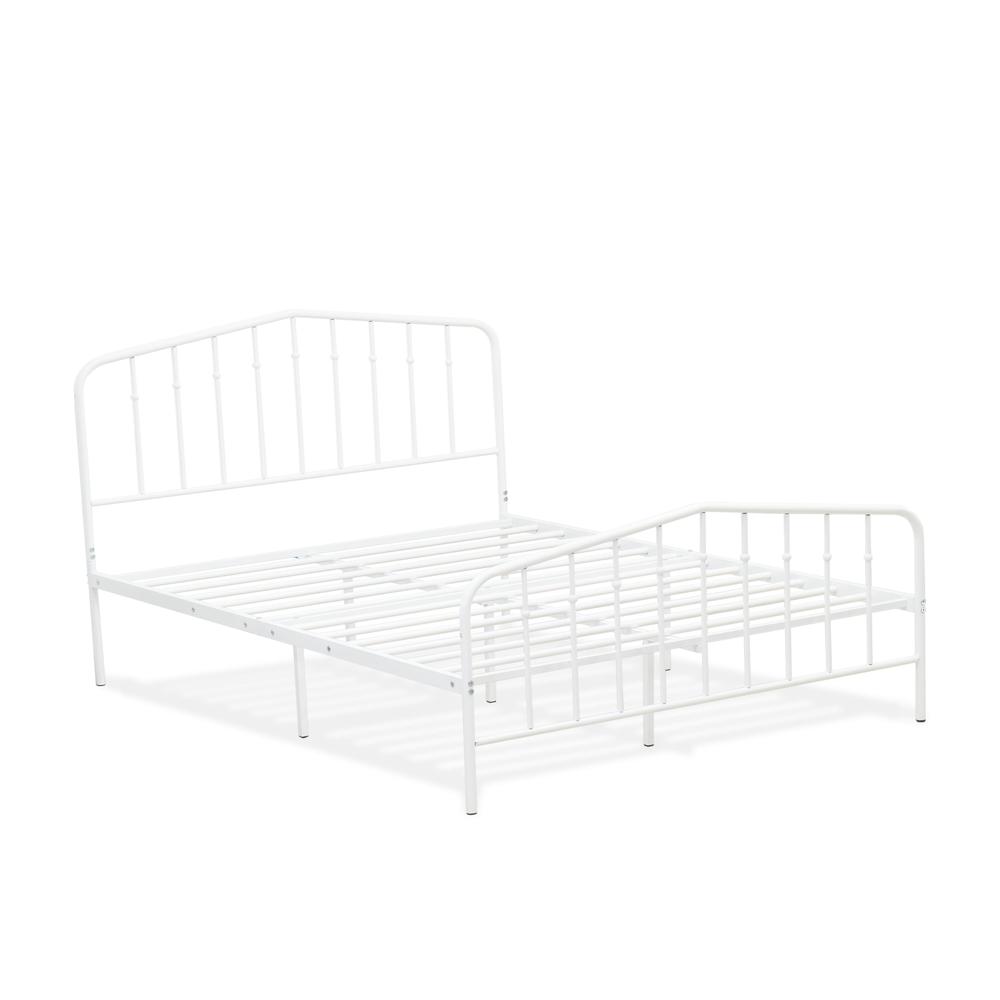 Kemah Queen Platform Bed with 4 Metal Legs - Magnificent Bed in Powder Coating White Color. Picture 2