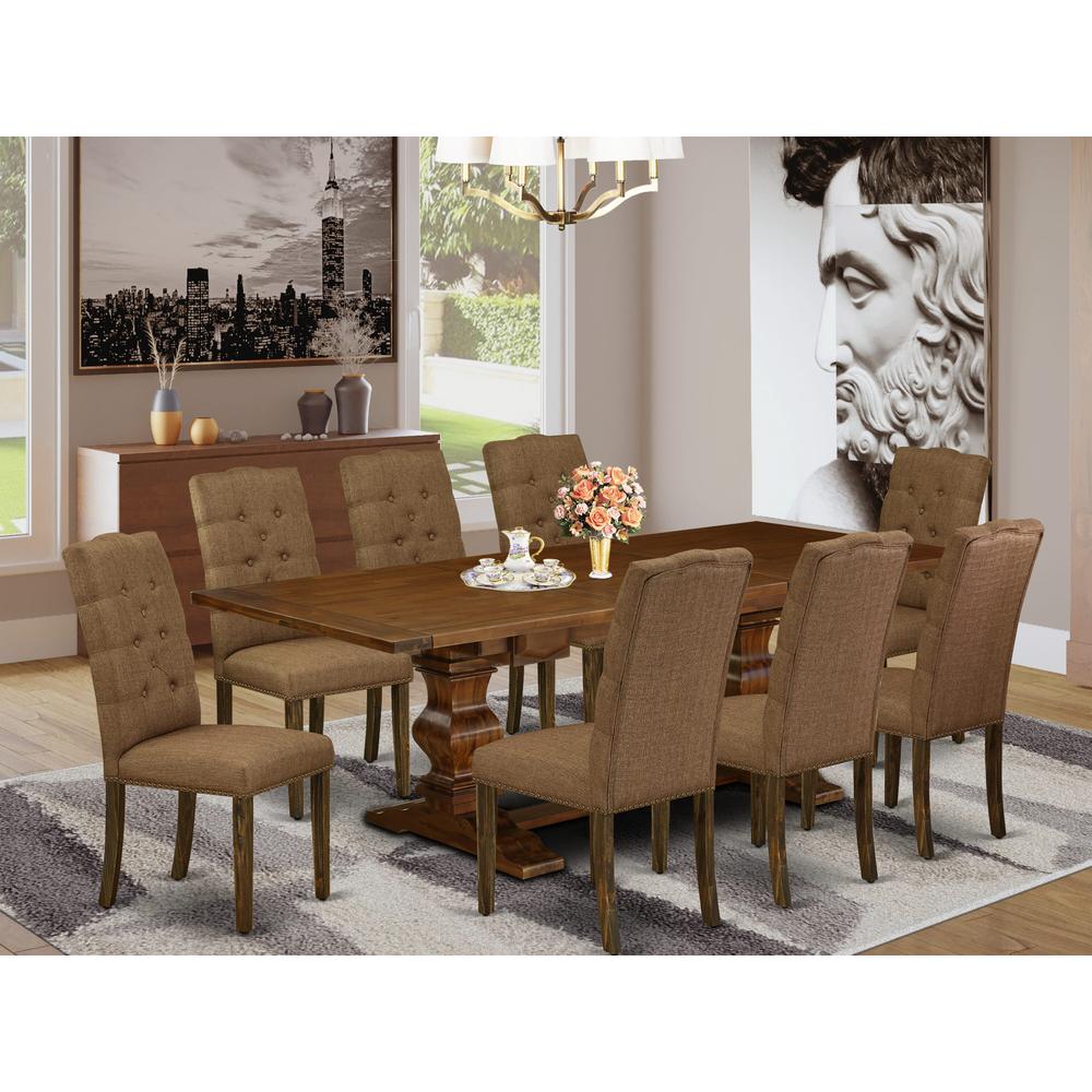 9-piece with Chair’s Legs and Brown Beige Linen Fabric. Picture 13