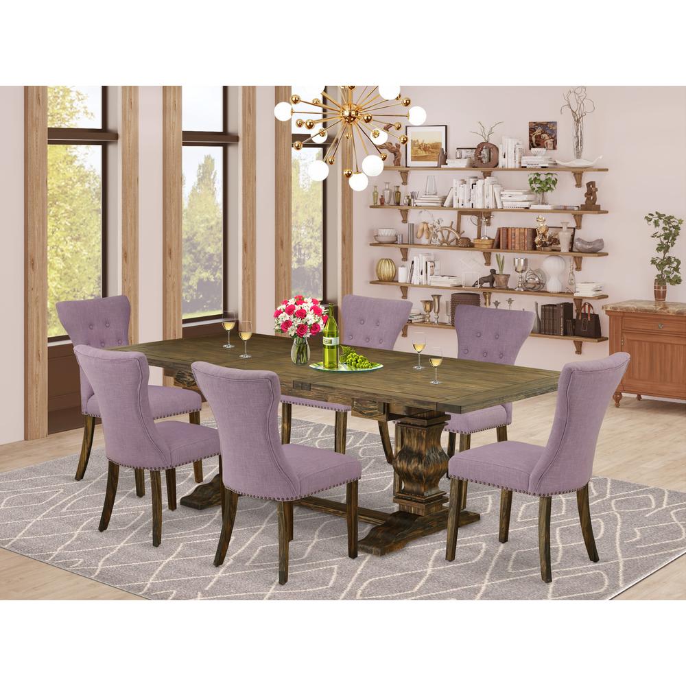 7-pieces kitchen table and chairs with Chair’s Legs and Dahlia Linen Fabric. Picture 18