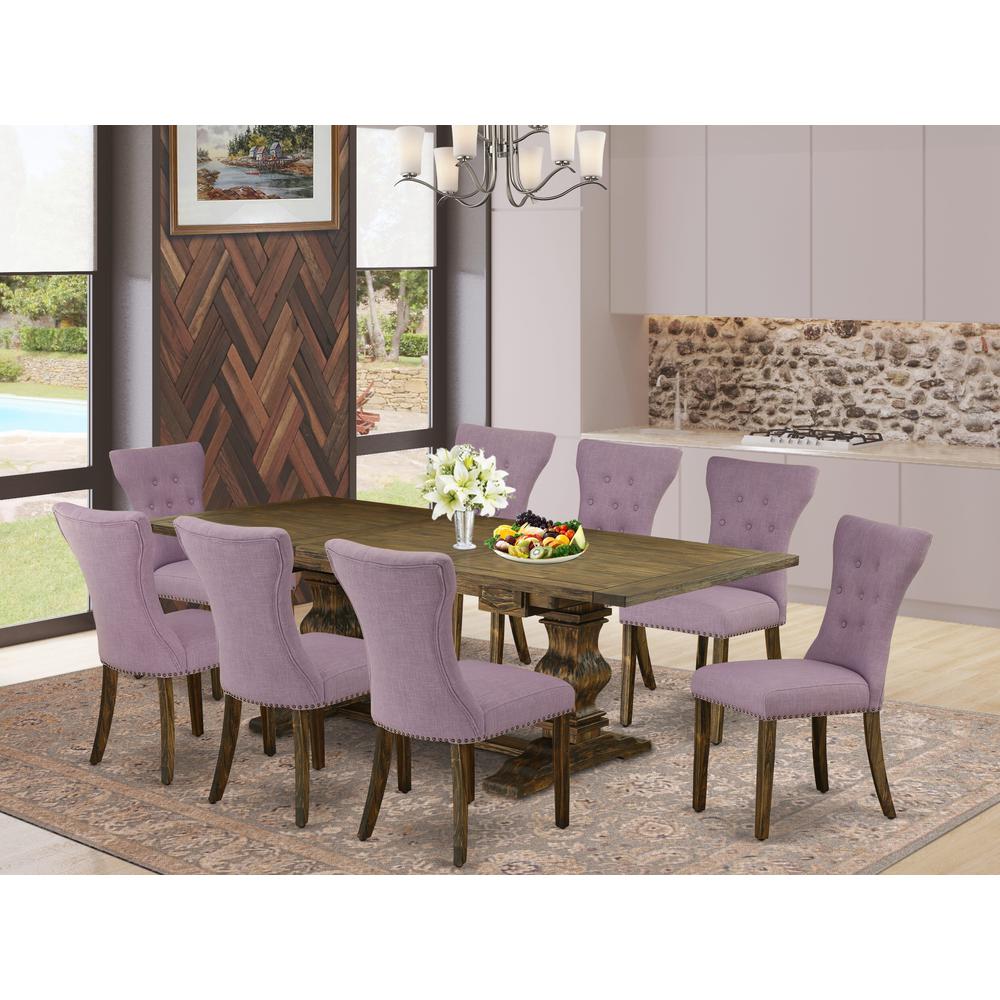 9-pieces dining table set with Chair’s Legs and Dahlia Linen Fabric. Picture 18