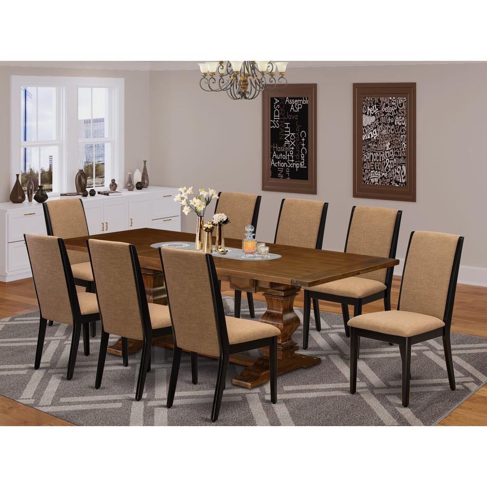 9-piece dinette set with Chair’s Legs and Light Sable Linen Fabric. Picture 13