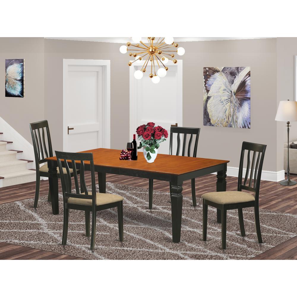 LGAN5-BCH-C 5 Pc Kitchen Table set with a Dining Table and 4 Kitchen Chairs in Black and Cherry. Picture 2